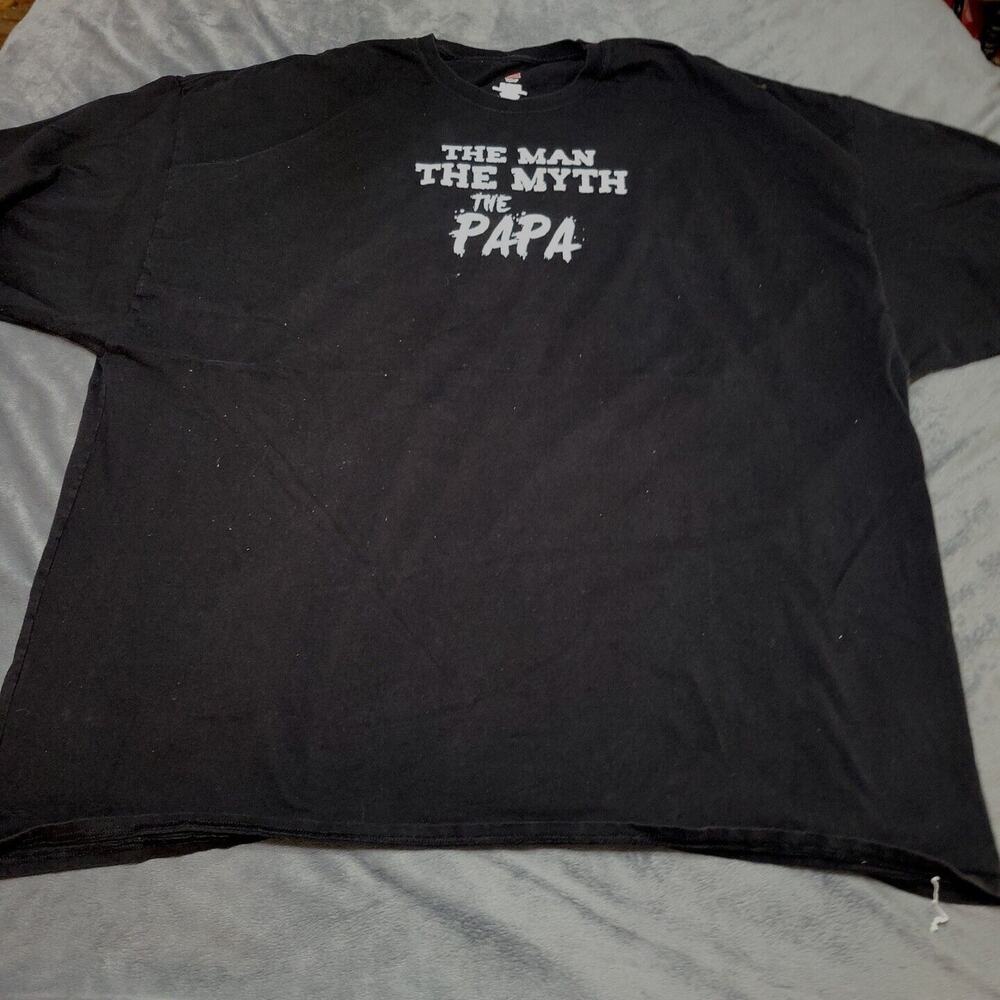 Hanes Shirt Men 5XL Black Graphic Tee The Man Myth Papa Crew Neck Cotton Stretch